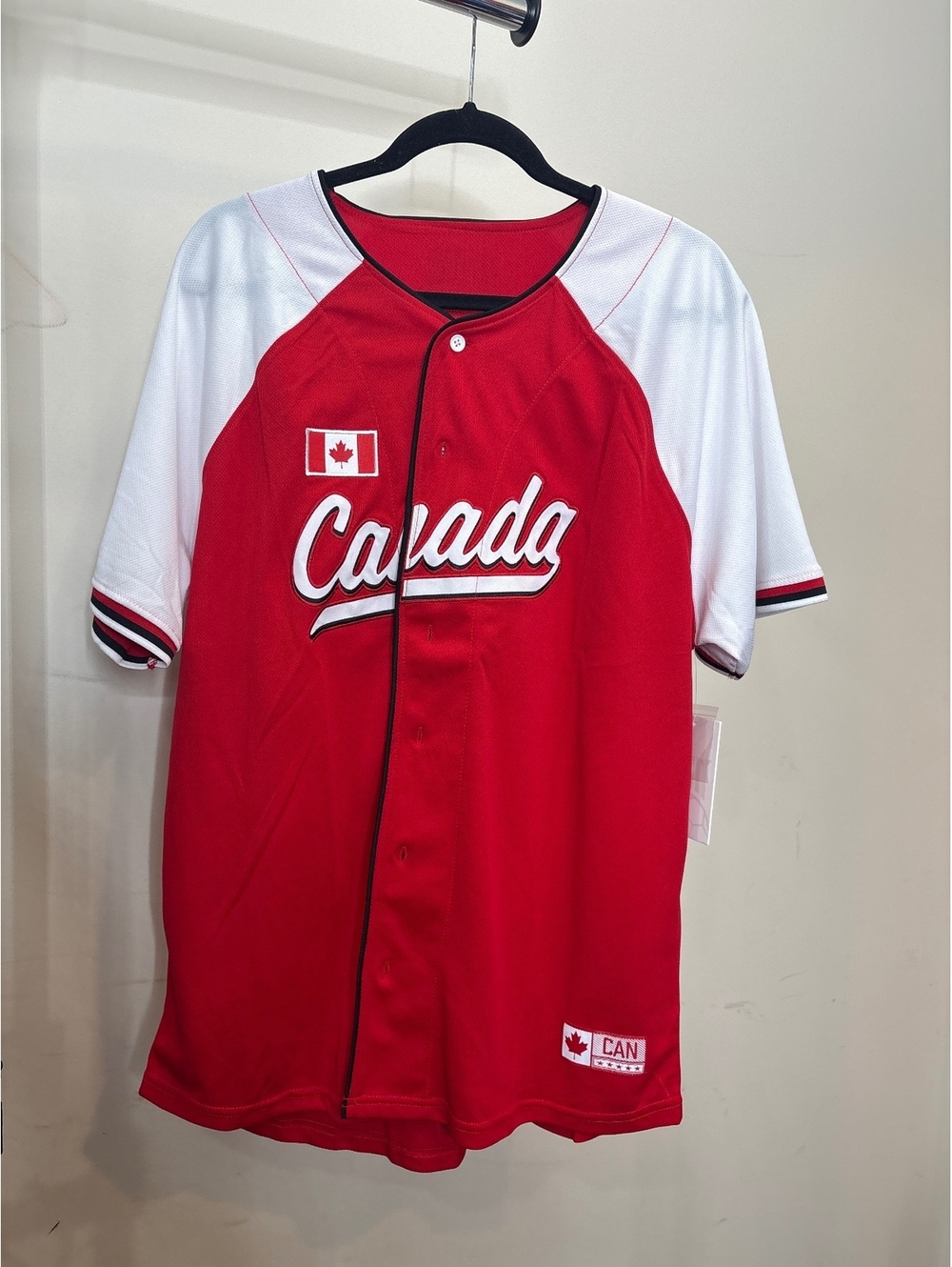 Team Canada Baseball Jersey Red and White Size Large